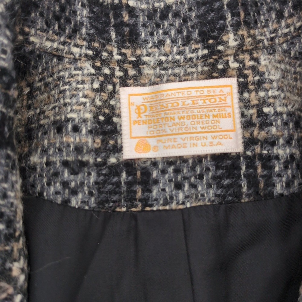 Vtg 80s Pendleton Womens Gray Tweed Plaid Wool Blazer Jacket Size 14 USA - Picture 3 of 8